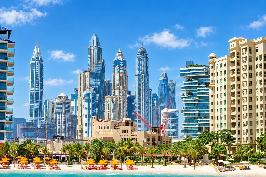 Beachfront towers at JBR, Dubai Marina