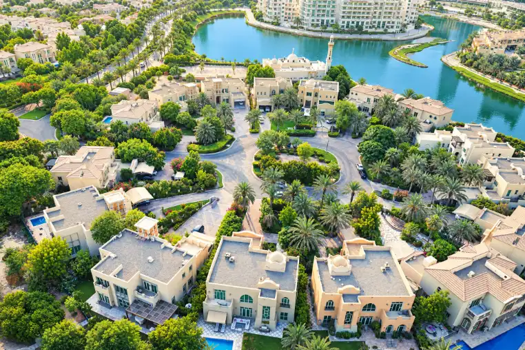 Aerial view of a Dubai villa community